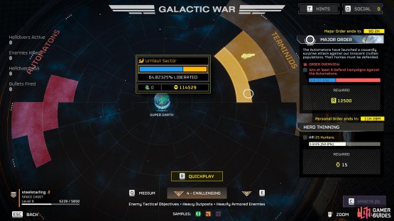 You can see all Terminid sectors highlighted in yellow on the Galactic War map.