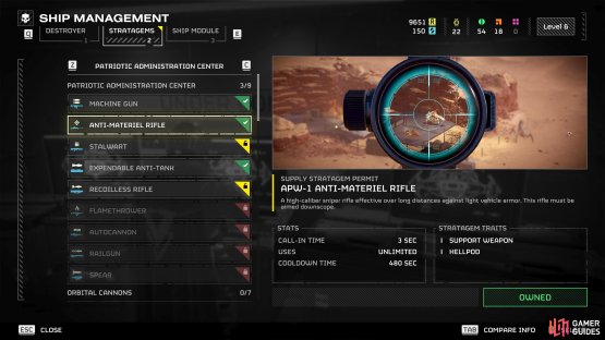 You can access and unlock all support weapons from the ship management menu on your ship.