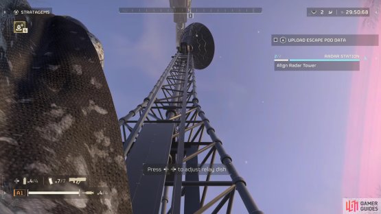 Interact with the radar tower in order to rotate it,