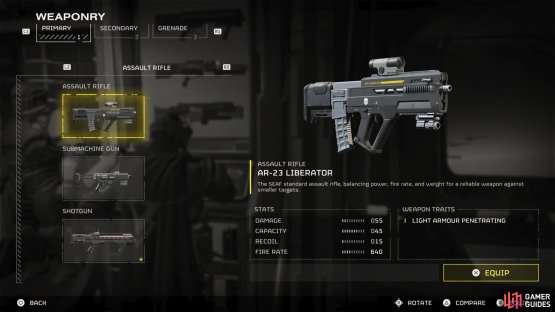 Equip an Assault Rifle