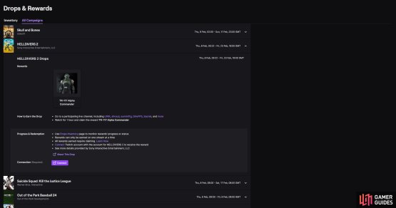 The TR-117 Alpha Commander is the only Twitch Drop available for currently.