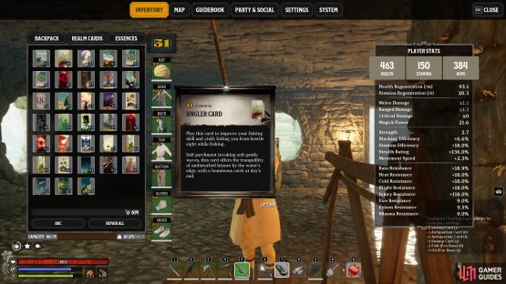 The Angler Minor Card will increase your Fishing Skill, give you more fish, and hide you from threats.