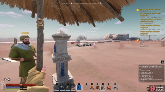 The Bishop should spawn a white stone and blue crystal piece that you can interact with and place the Ritual Nursery Seed inside to complete the Gift for a Gardener quest.