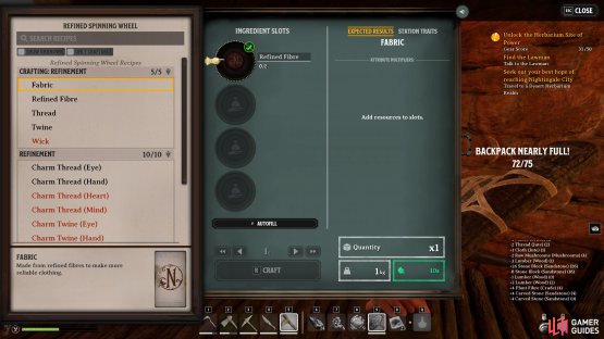 Players will need to craft the Refined Spinning Wheel to make Fabric. This is then used to create Coating for Coating Paper, among other resources.