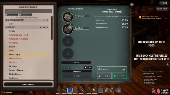 You need to combine x2 Copper with x2 Zinc to produce a Brass Ingot.