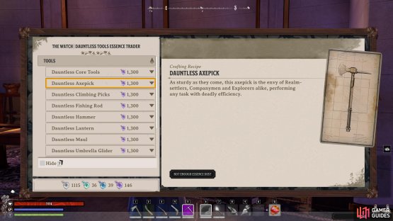 You&rsquo;ll need a lot of T3 Essence to get the Dauntless and Mystic tools.