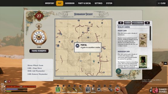 Look for a point on the map where a Portal and an Essence Trader can be found next to each other.