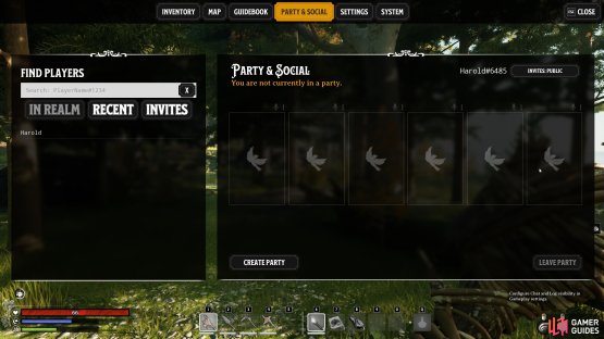 You can only see the options in the Party & Social menu after completing the tutorial.
