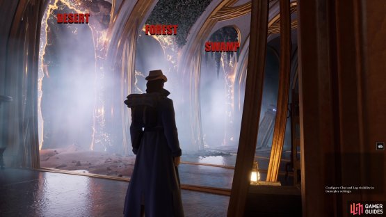 From left to right, you have the Desert dungeon with the Fabled Sun Giant, the Forest dungeon with the Fabled Elder Eotan, and the Swamp dungeon with Jana.
