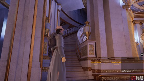 Head up the stairs in the center of the tower.