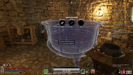Place the Danu&rsquo;s Cauldron Augmentation near the Refined Workbench.