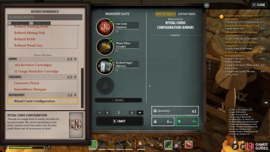 This allows you to craft the ritual item at the workbench. This is required for the trade.