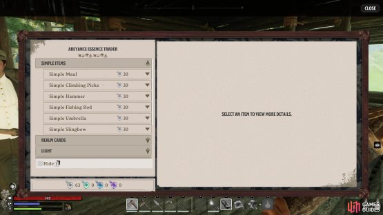 Go to the Essence Trader in the Abeyance Realm to get the recipe for the Simple Fishing Rod