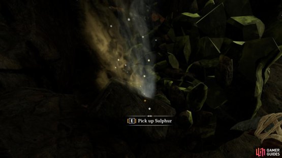 Sulphur is another key item players can find in Nightingale. Check the caves in your lower realm score worlds alongside the dungeons in higher realm scores to find this needed item.