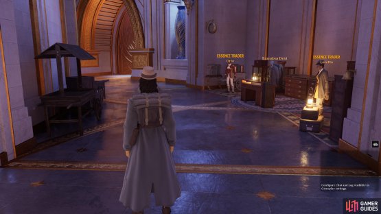 The Traders can be found on the main floor around the edge of the tower.