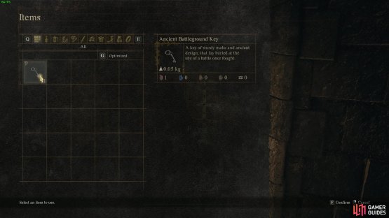 Use the Ancient Battlefield Key on the locked door further down the corridor to access special rewards.