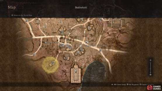 The location of Brokkr&rsquo;s Smithy in the southwest of Bakbattahl.