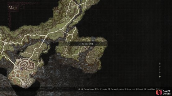 The Spirits&rsquo; Path dungeon can be found just northeast of Vernworth.