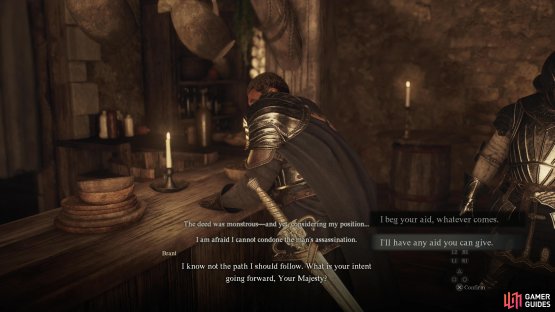 and be sure to pick the dialog option &rdquo;I&rsquo;ll have any aid you can give.&rdquo; to secure his aid in the future.