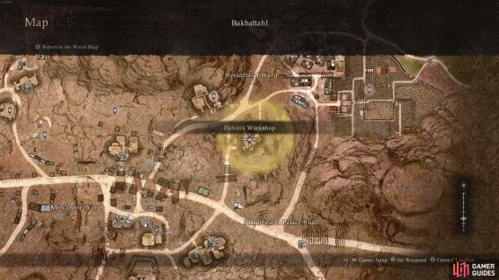 The location of Fulvio&rsquo;s Workshop in Bakbattahl.