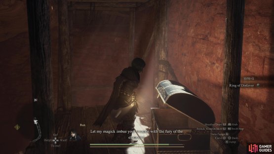 As you chase Hugo, stop to grab a Ring of Disfavor hidden in a chest atop some scaffolding.