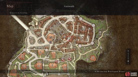 The location of Mildred in Vernworth.
