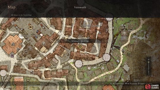 The location of Mildred&rsquo;s House in Vernworth.
