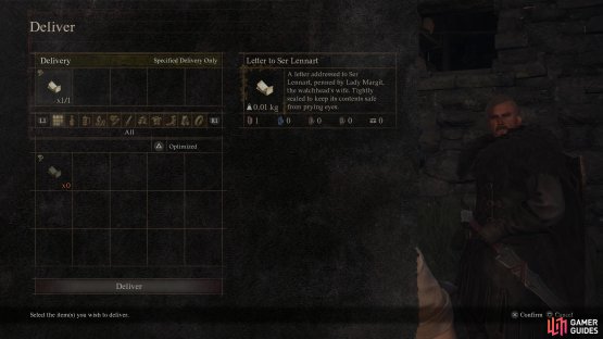 When you arrive, locate Ser Lennart and deliver Donovan&rsquo;s letter