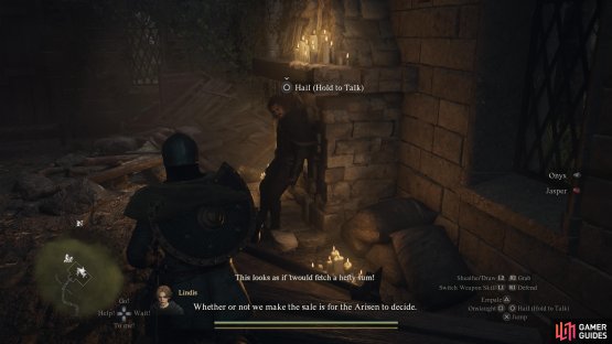 Speak with Flaude in the Old Noble Manor at the top of the hill.
