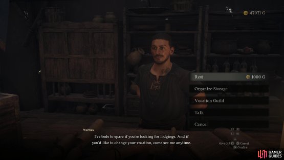 Resting at an inn will fully restore your HP and create an Inn Save.