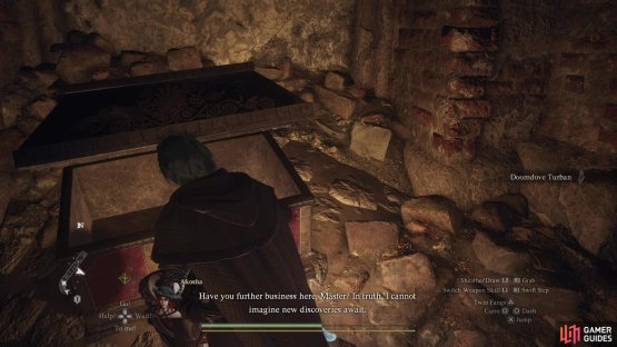 and loot another ornate chest to find a Doomdove Turban.