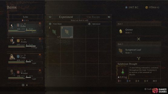 Alongside trimming down your inventory, you can also craft new rarer items by combining resources. 