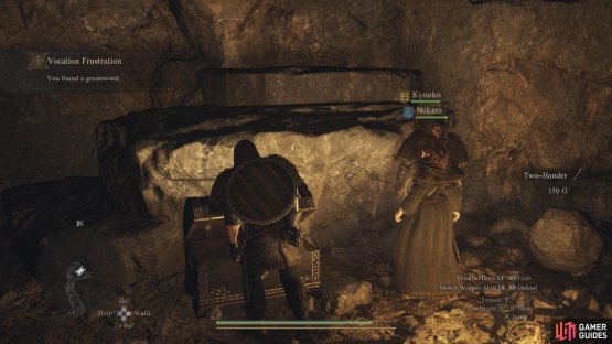The Greatsword is in a chest to the left of the wooden door.