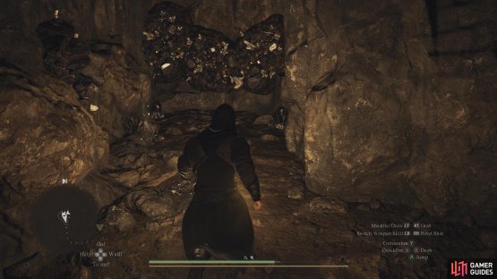At the intersection, head down the stairs north to find the Whitecobble deposits.