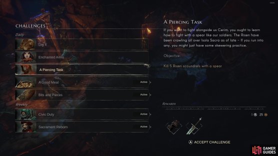 Some challenges involve combat, blocking or parrying enemies, or killing enemies with specific weapons.