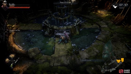 You can find the Wagon Cell Key on a guard by the fountain in Sacrament.
