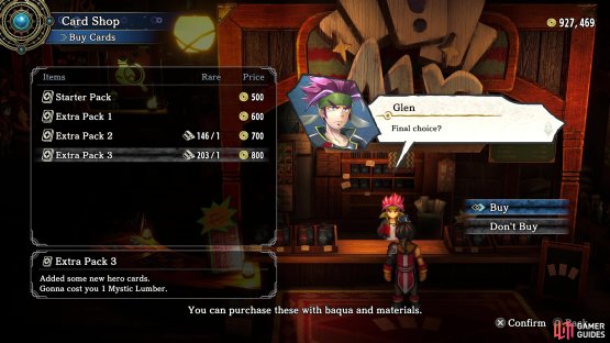 Purchasing Card Packs from Glen