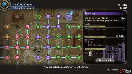 The first thing you&rsquo;ll want to do with the Dire Beastbones is build the Mission Guild.