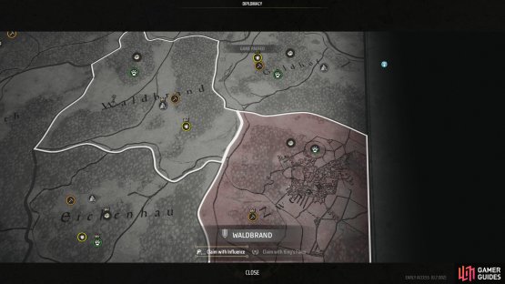 Select a province you wish to claim with influence and then confirm it with the button at the bottom of the screen.