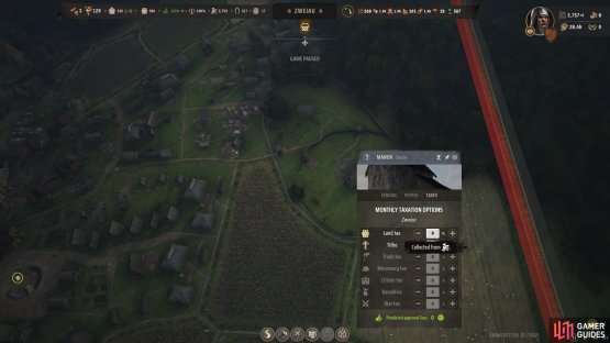 Create a Manor and then you can set income tax to generate a coffer for your treasury.