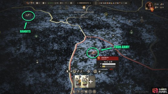 Position your army to meet the Bandits away from your settlement.