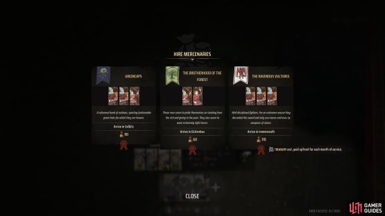 You can then use treasury wealth to fund the purchase of mercenaries and upgrade retainers for your professional army.