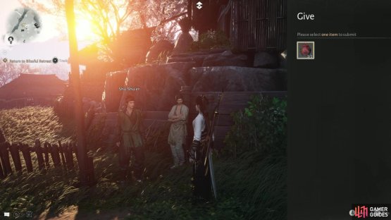 Deliver a Parting Tear to Shu Shu to progress the A Foolproof Plan in Where Winds Meet. Image via Gamer Guides / NetEase.