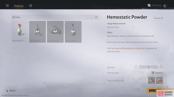 If you&rsquo;re low, you can either purchase medicines from traders, or craft them yourself at Crafting Zones around the map. Image via Gamer Guides / NetEase.