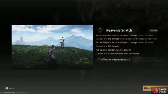 Heavenly Snatch, or Celestial Seize on some translations is earned after completing his quest. Image via Gamer Guides / NetEase.