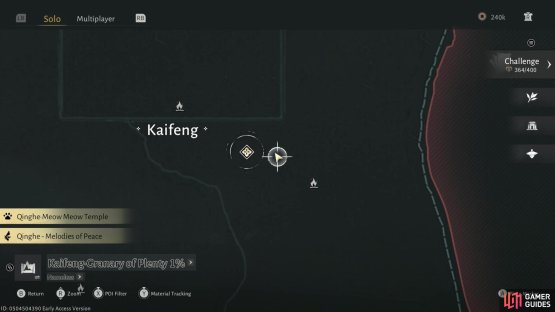 The second vendor for increasing vitality in Kaifeng is located here on the map, near the granary of plenty rooftop. Image via Gamer Guides / NetEase.