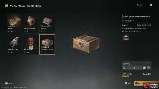 Youc an spend the Bells you get from teh Meow Meow world activities at the Meow shop to trade for Commerce Coins. Image via Gamer Guides / NetEase.