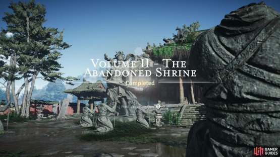 Escaping via the ladder to the big statue in the temple complete the Volume II Abandoned Shrine side quest. Image via Gamer Guides / NetEase.