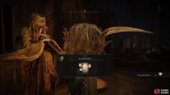 Acquire the Divine Beast Head from the boss here and speak to her with it equipped to obtain the Watchful Spirit Incantation.