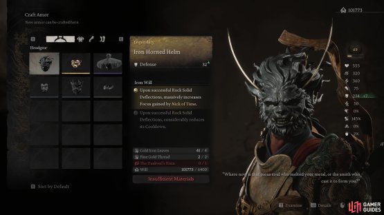 Most Legendary-tier armor in Black Myth: Wukong requires Fine Gold Thread.